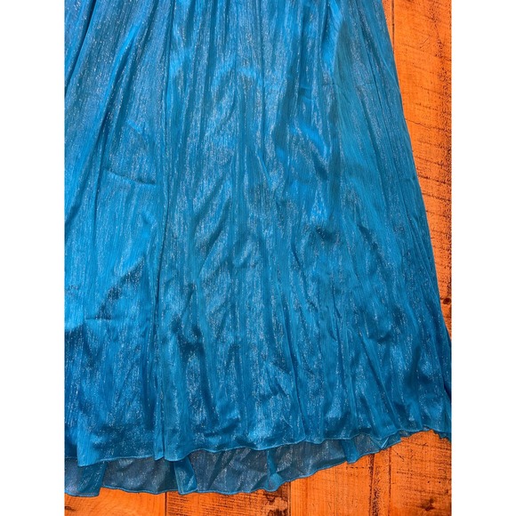 Womens Aidan Mattox Blue Sparkly Spaghetti Strap Long Maxi‎ Gown Dress 6 - Picture 9 of 12